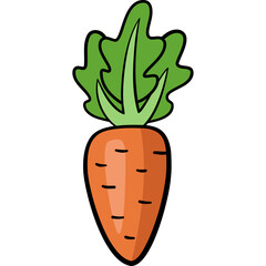 A Simple Orange Carrot With Green Leafy Tops On A Transparent Background