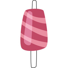 A Pink And White Striped Popsicle On A Stick With A Transparent Background For Sweet Summer Treats