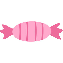 A Pink Wrapped Candy With Vertical Stripes On A Transparent Background In A Simple Flat Design Style Representing Sweetness And Treats