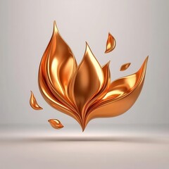 Stylized golden flower petals on a soft grey background.