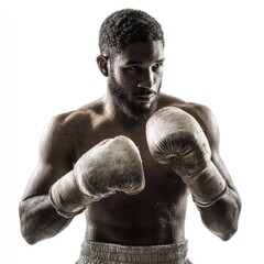 Intense Boxing Match Gym Action Photography Studio Close-Up Athletic Determination