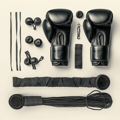 Boxing Training Essentials Gym Equipment Setup Indoor Top-Down View Fitness Motivation