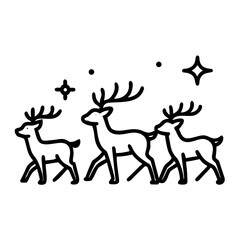 Reindeer walking in the snow