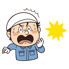 工場や現場で働く作業員が焦ってびっくりしているイラスト｜不安全行動・不安全状態・労働災害