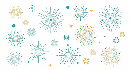 Festive Sparkle A Vector Collection of Ornamental Fireworks and Bursting Star Designs