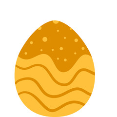 A Stylized Orange Egg Decorated with Waves and Circles in a Textured Pattern with a Transparent Background