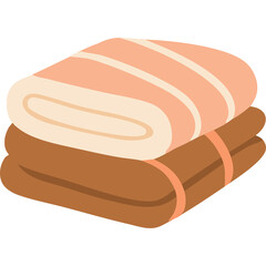 A Stack Of Two Folded Towels One Peach Colored With White Stripes The Other Brown With A Strap And A Transparent Background