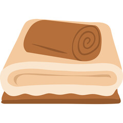 A Stack Of Folded Rolled Fabric Textures In Brown And Beige Colors On Transparent Background