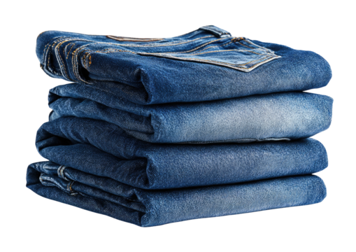Stack of folded denim pants