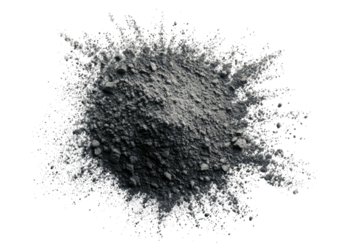 Pile of rough grey dust, explosion-like dispersion