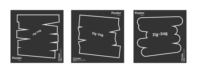 Modern Zig-zag Frame Collage Poster on Square Ratio