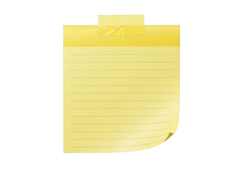 Bright yellow sticky note reminder paper adhesive memo pad for organization transparent background