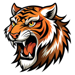 Fierce Roaring Tiger Head Mascot Vector Illustration for Sports Team or Gaming