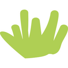 Abstract light green organic shape resembling grass or abstract fingers on a transparent white background symbolizing nature and growth