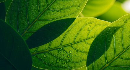 Beautiful skeleton leaves on light green background, Close up of translucent green tree leaf skeleton texture background with shining sunlight. 