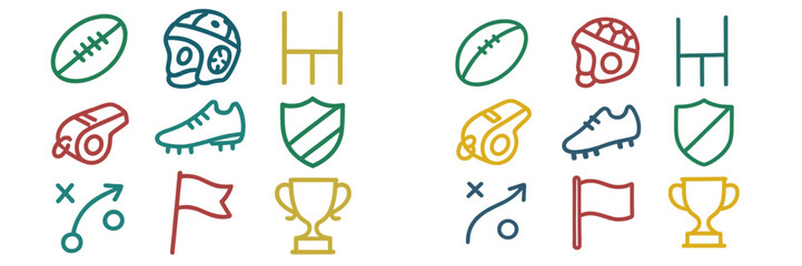 Sports icons and symbols in colorful design showcasing team spirit and competition elements