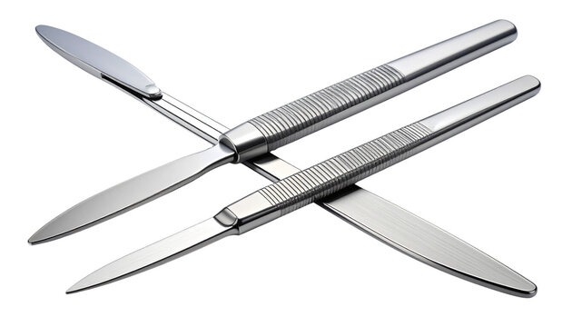 Medical scalpel set professional surgical instruments, isolated on transparent background