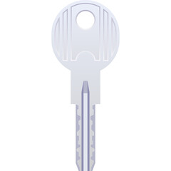 Silver Metallic Key With Intricate Cuts Isolated On White Background Representing Access Security And Opportunity