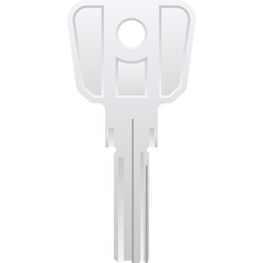 Silver Key With Cut Grooves On Transparent Background Isolated Object