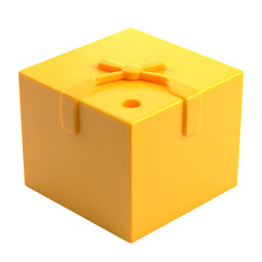 Fototapeta premium 3D render of a gold gift box with a bow on top, isolated on black background