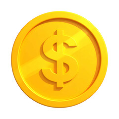 Obraz premium A shiny gold coin with a prominent dollar sign. Isolated against a dark background