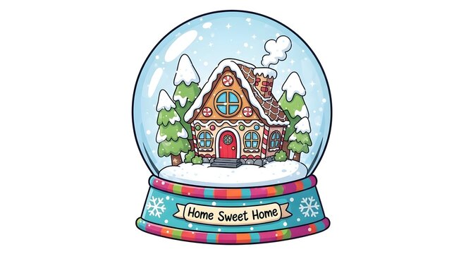 Gingerbread house snow globe christmas winter holiday art