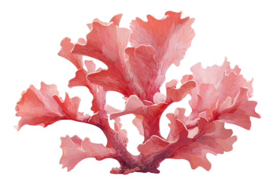 Pink, ruffled sea coral with complex, organic, wavy form