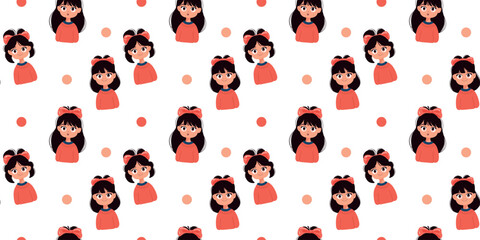 vector illustration seamless pattern with charming girls