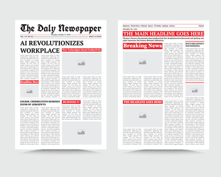 Newspaper Template Design, old newspaper and daily newspaper, vintage newspaper design template - Powered by Adobe