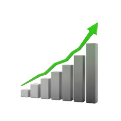 Growth chart success arrow increasing trend business data isolated on transparent background