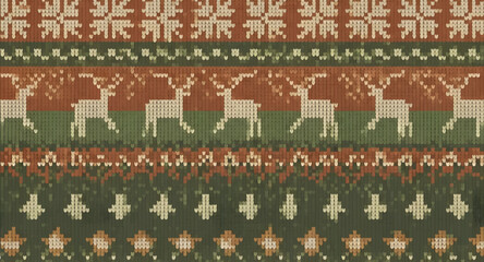  Christmas Nordic Knit Sweater Pattern with Reindeer and Snowflake Motifs in Warm Tones Christmas Nordic Knit Sweater Pattern with Reindeer and Snowflake Motifs in Warm Tones
