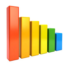 Colorful bar graph depicting declining values with vibrant, glossy, ascending bars
