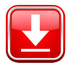 Glossy, square red icon with a downward arrow over a horizontal line