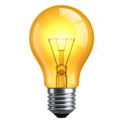Realistic lightbulb glowing brightly on a black background