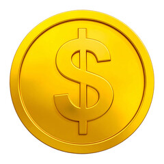 Shiny, golden coin with a prominently displayed currency symbol on a stark, black background