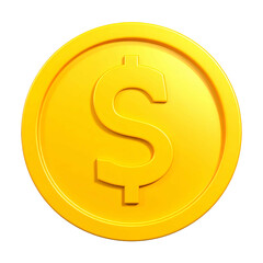 Shiny golden coin with dollar symbol. Isolated on a solid black background