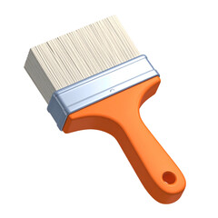 Stylized paint brush with orange handle and light bristles, isolated on black