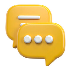 Two overlapping glossy yellow speech bubbles with white accents against black