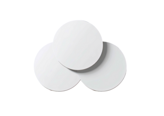 Three overlapping white circles on solid black backdrop