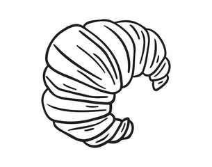 croissant doodle hand drawn icon. Outline drawing croissant french breakfast line clipart symbol 