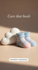 Baby socks and cloud cushion displayed in soft natural lighting