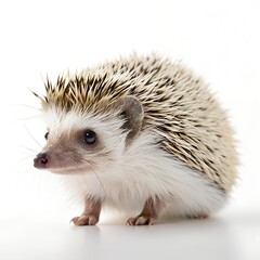 Full Hedgehog on White Background – Detailed 16K Studio Photo for Commercial and Educational Use