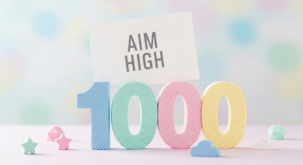 Numbers and Aim High Message on a Colorful Background