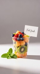 Vibrant fruit salad cup with fresh berries and kiwi