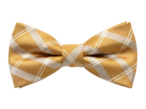Light brown checkered bow tie isolated on white or transparent background - Powered by Adobe