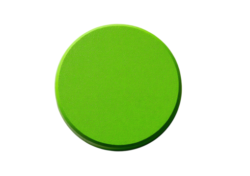 Isolated solid green textured circle with slight shadow
