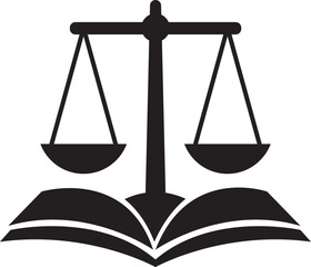 Scales of justice with book icon vector.
