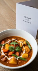 Delicious Vegetable Curry Soup Served in a White Bowl