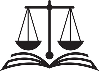 Scales of justice with book icon vector.