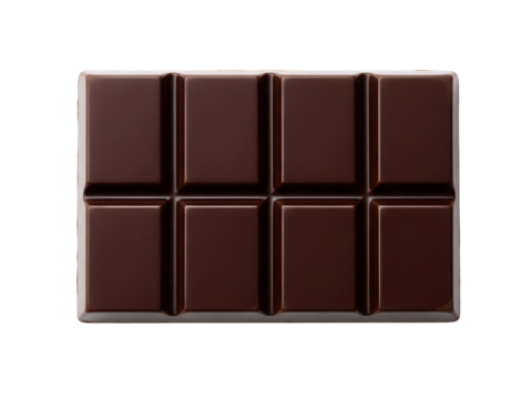 Chocolate bar top view isolated on white or transparent background